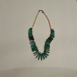 Turquoise and Red Beaded Necklace